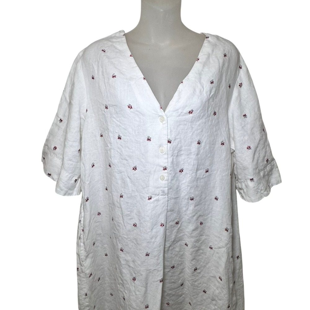 Deiji Studios Rose Dress White Linen Midi Dress Minimalist Oversized Relaxed M/L - Picture 4 of 9